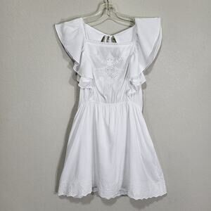 Old Navy Mini Dress Womens Medium White Casual Summer Sundress Girly Ruf…